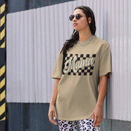 Retro Checkered Oversized MaMa T-Shirt